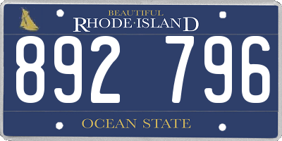 RI license plate 892796