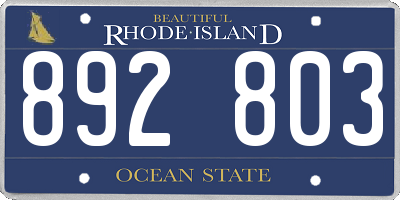 RI license plate 892803