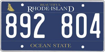 RI license plate 892804