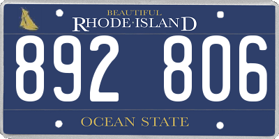 RI license plate 892806
