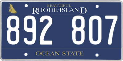 RI license plate 892807