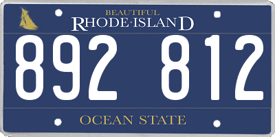 RI license plate 892812