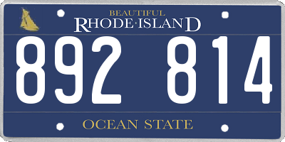 RI license plate 892814