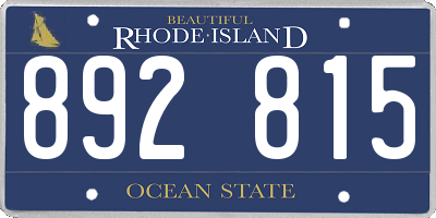 RI license plate 892815