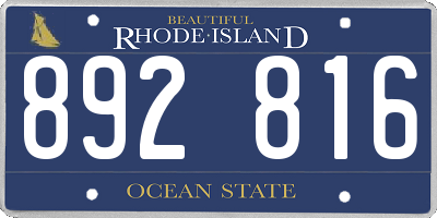 RI license plate 892816