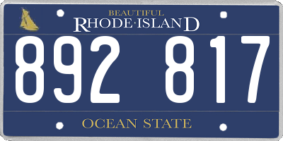 RI license plate 892817