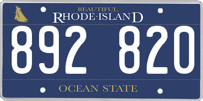 RI license plate 892820