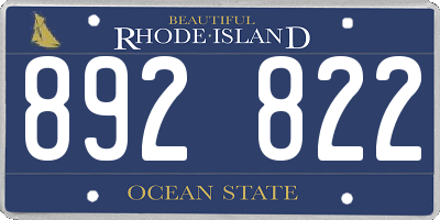 RI license plate 892822