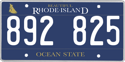 RI license plate 892825