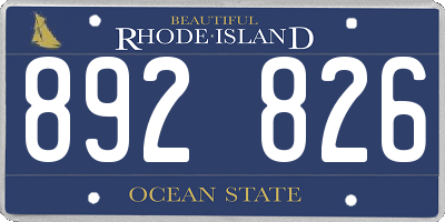 RI license plate 892826