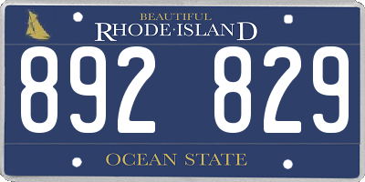 RI license plate 892829