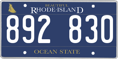 RI license plate 892830