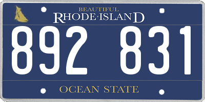 RI license plate 892831