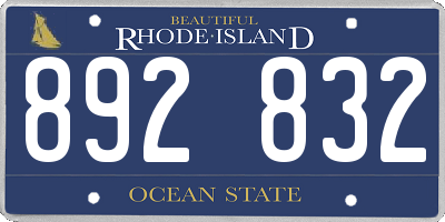 RI license plate 892832