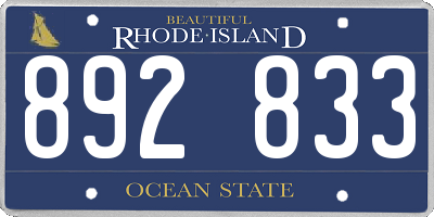 RI license plate 892833