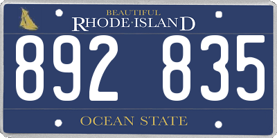 RI license plate 892835