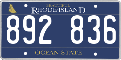 RI license plate 892836