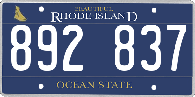 RI license plate 892837