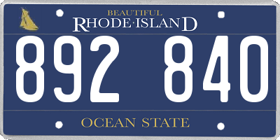 RI license plate 892840