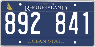 RI license plate 892841