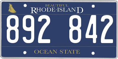 RI license plate 892842