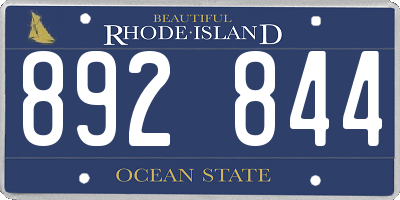RI license plate 892844