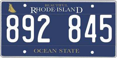 RI license plate 892845