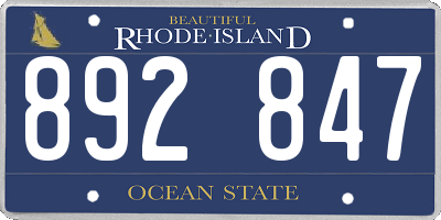 RI license plate 892847