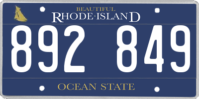 RI license plate 892849