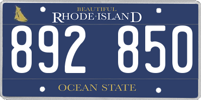 RI license plate 892850