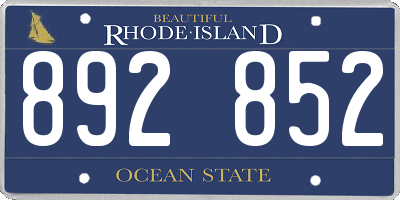 RI license plate 892852