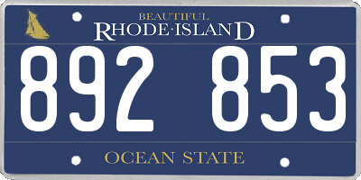 RI license plate 892853