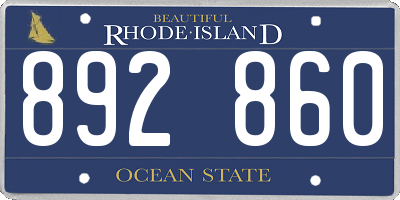 RI license plate 892860