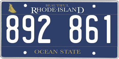 RI license plate 892861