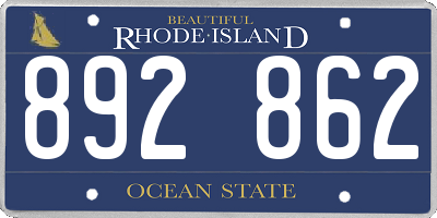 RI license plate 892862