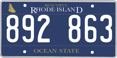 RI license plate 892863