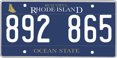 RI license plate 892865
