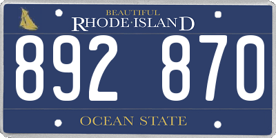 RI license plate 892870