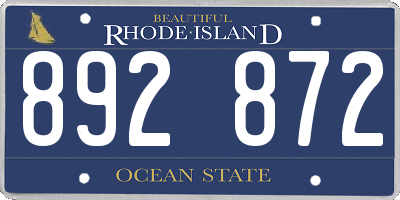 RI license plate 892872