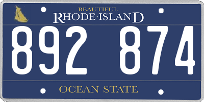 RI license plate 892874