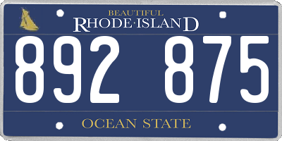 RI license plate 892875