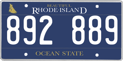 RI license plate 892889