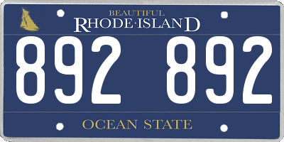 RI license plate 892892