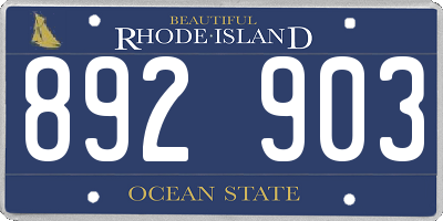 RI license plate 892903