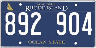 RI license plate 892904