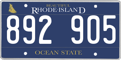RI license plate 892905
