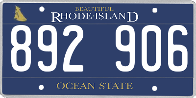 RI license plate 892906