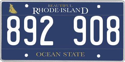 RI license plate 892908