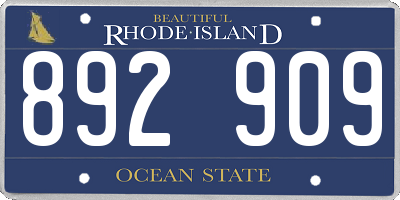 RI license plate 892909