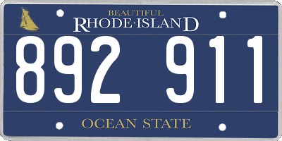 RI license plate 892911